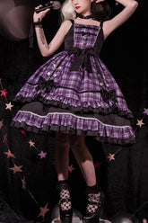 Purple Plaid Print Multi-Layer Ruffled Sweet Lolita JSK Dress